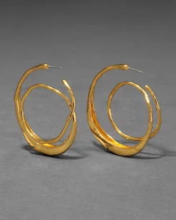 Molten Gold Spiral Hoop Earring