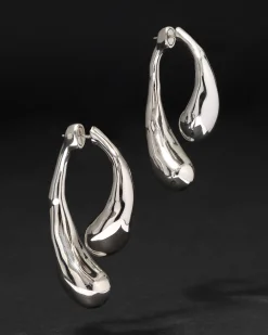 Molten Silver Scoop Front Back Earring