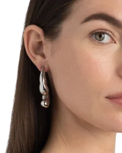 Molten Silver Scoop Front Back Earring