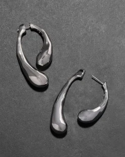 Molten Silver Scoop Front Back Earring