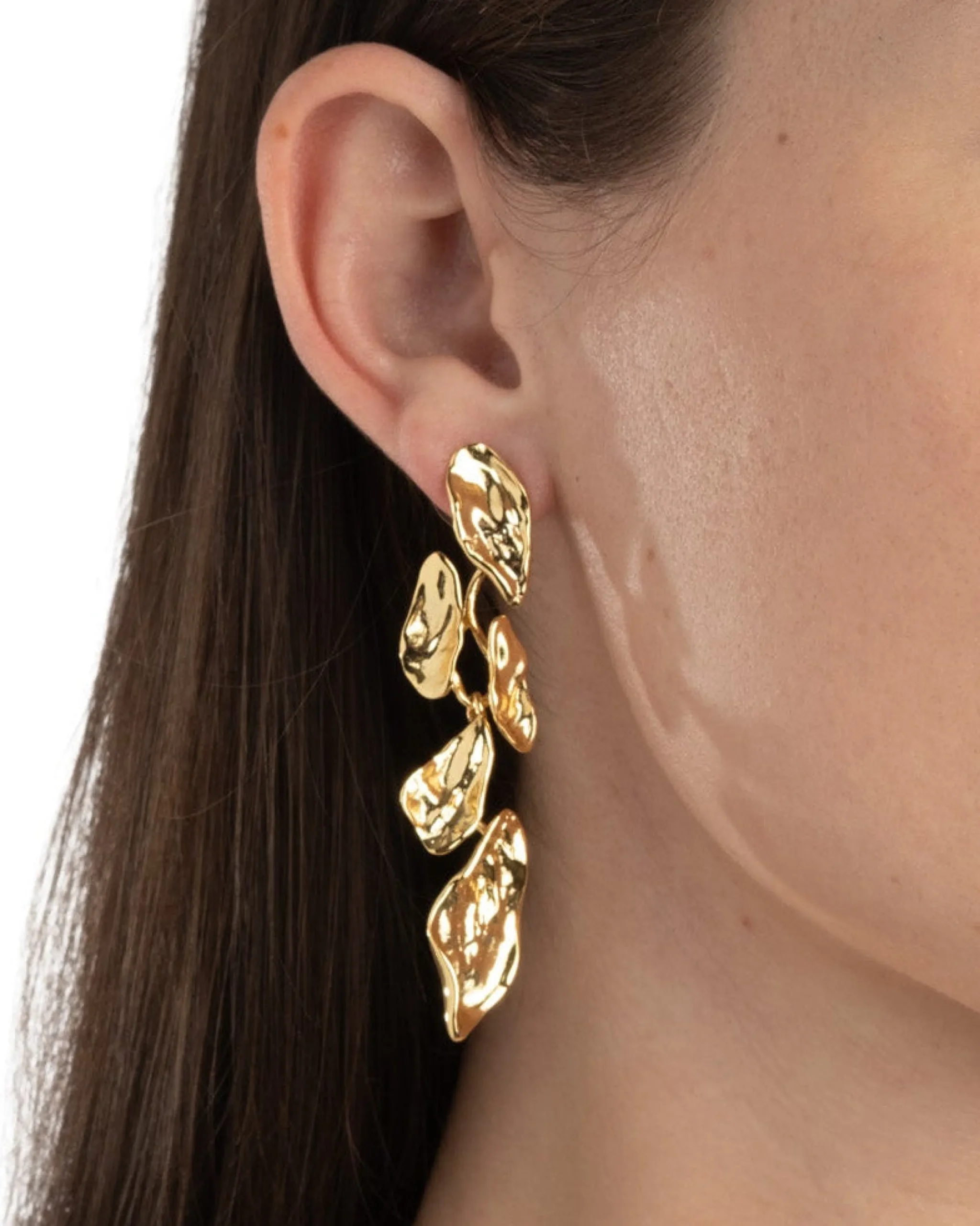 Mosaic Molten Gold Post Earring