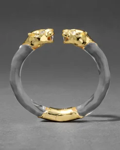 Panther Visage Lucite Hinge Cuff Bracelet