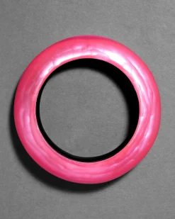 Puffy Lucite Tapered Bangle Bracelet- Neon Pink