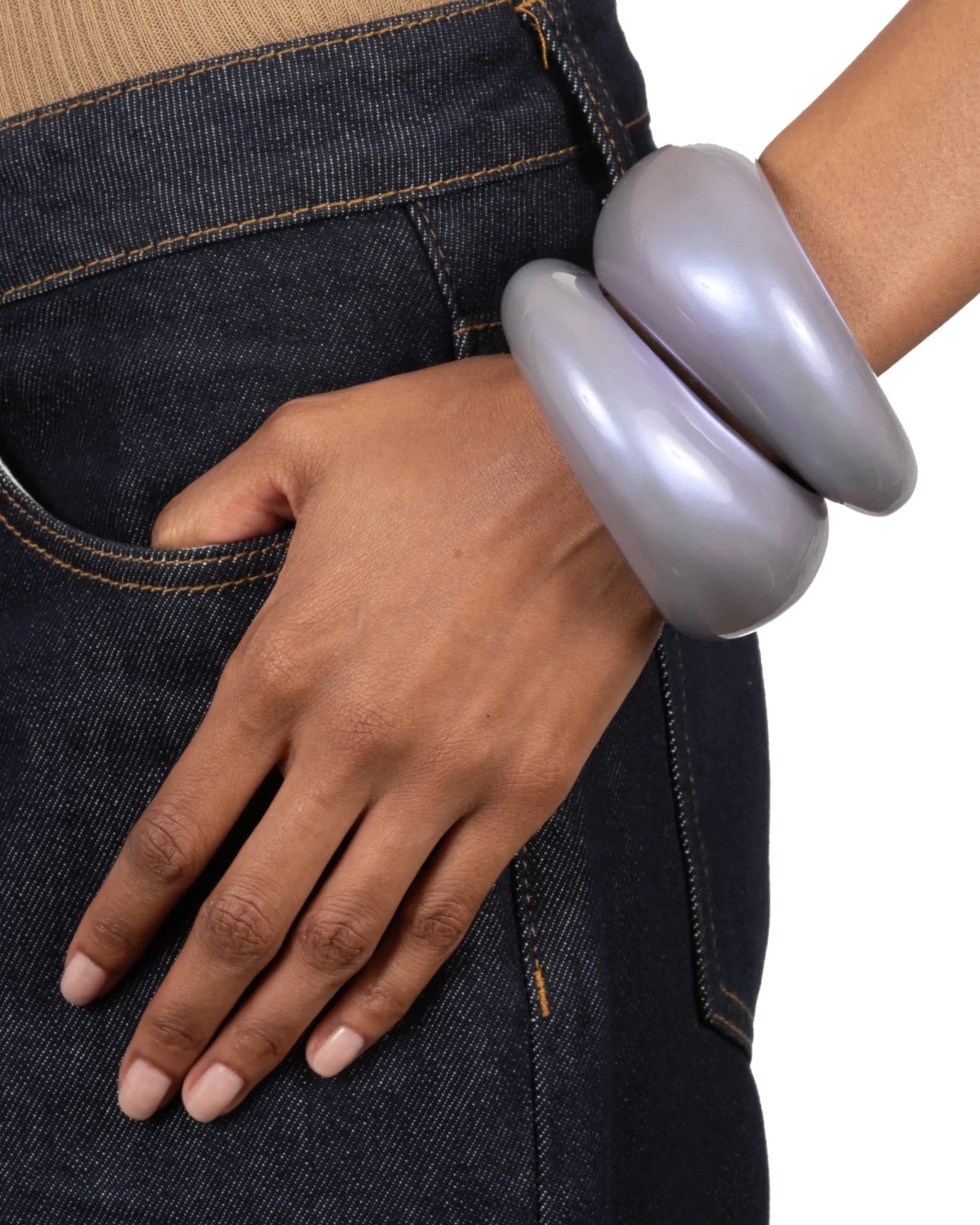 Puffy Lucite Tapered Bangle Bracelet- Aurora