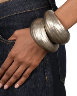 Puffy Lucite Tapered Bangle Bracelet- Warm Grey