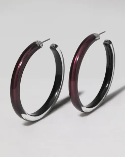 Skinny Lucite Hoop Earring- Black Cherry