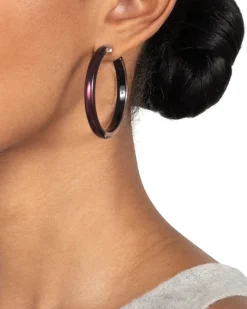 Skinny Lucite Hoop Earring- Black Cherry