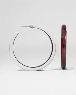 Skinny Lucite Hoop Earring- Black Cherry