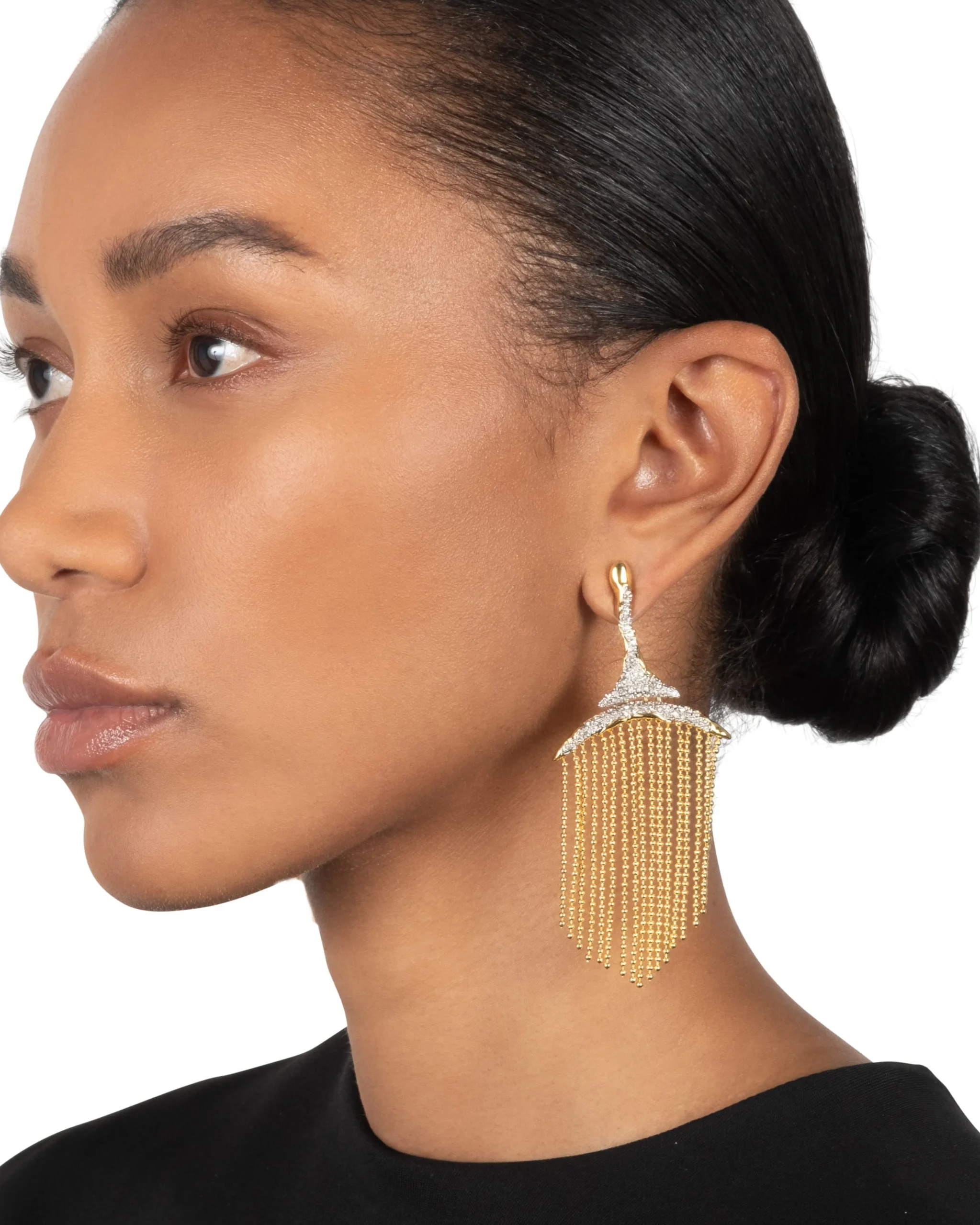 Solanales Crystal Fringe Chandelier Earring