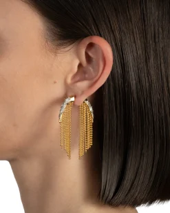 Solanales Crystal Fringe Front Back Earring