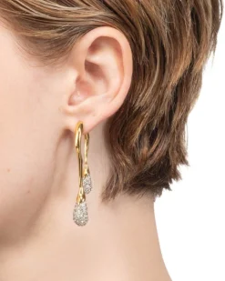Solanales Crystal Front Back Double Drop Earring- Gold