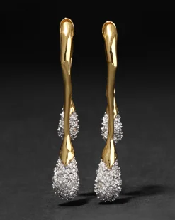 Solanales Crystal Front Back Double Drop Earring- Gold