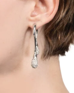 Solanales Crystal Front Back Double Drop Earring - Silver