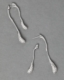 Solanales Crystal Front Back Double Drop Earring - Silver