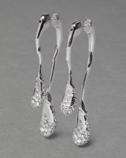 Solanales Crystal Front Back Double Drop Earring - Silver