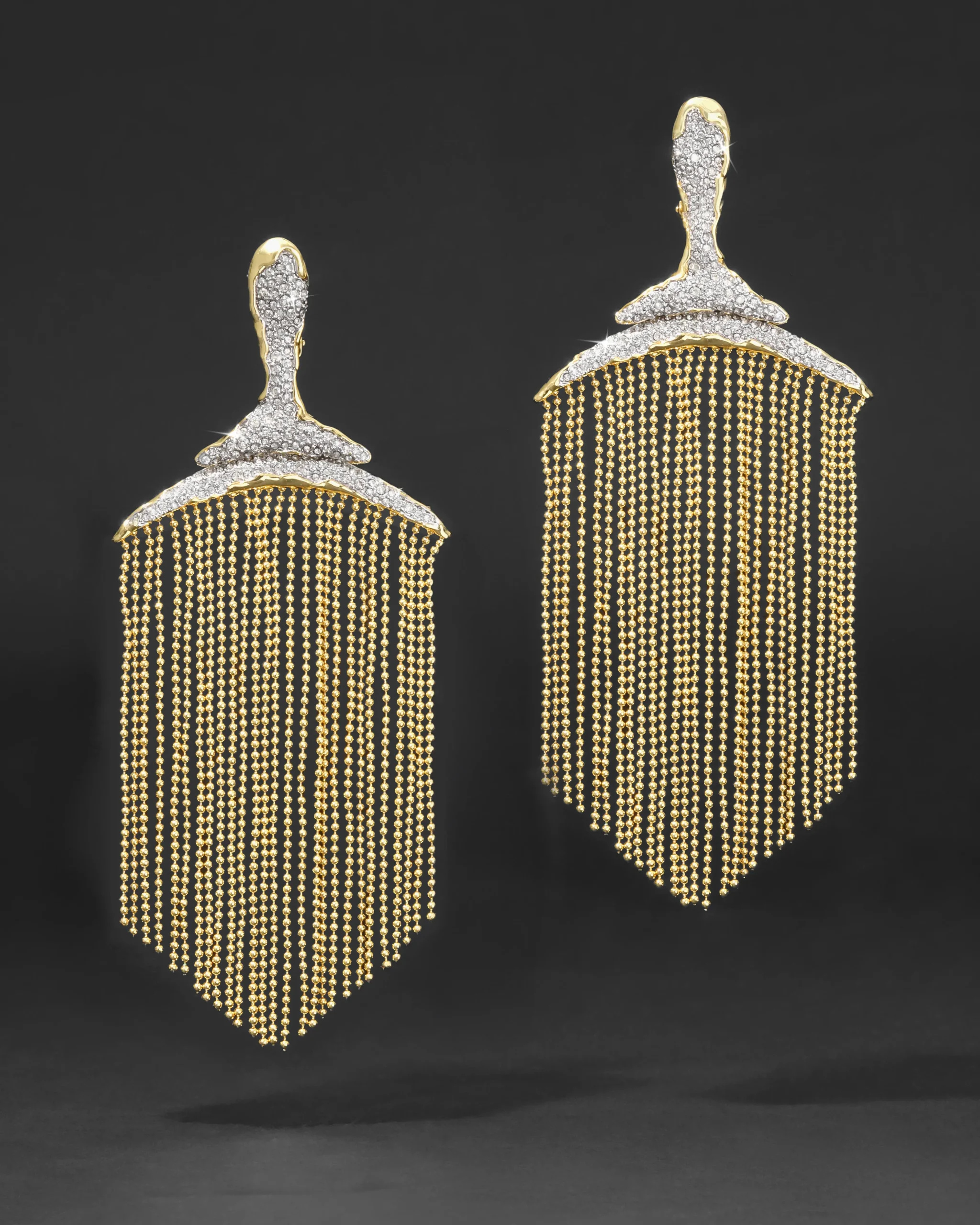 Solanales Crystal Large Fringe Chandelier Earring
