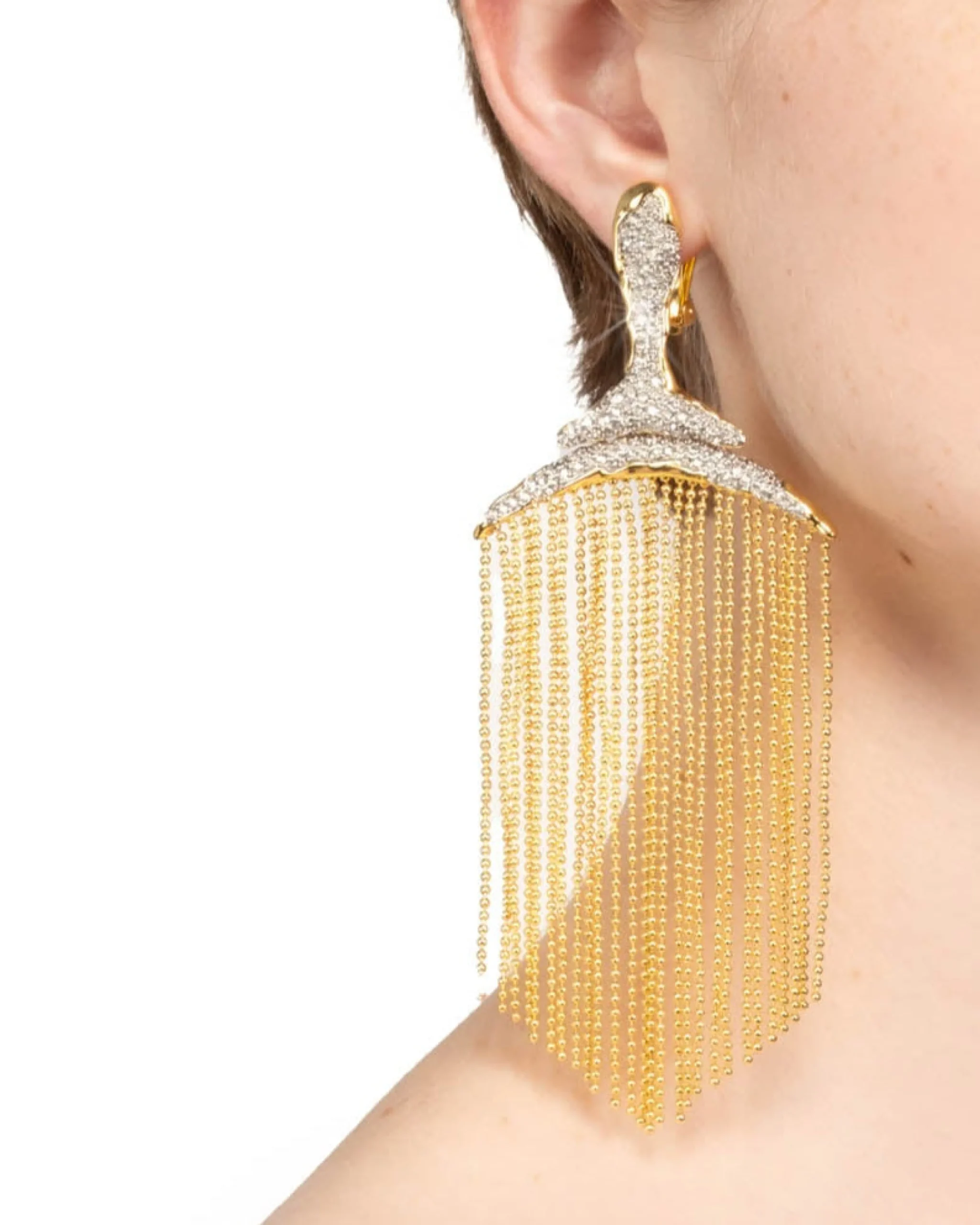 Solanales Crystal Large Fringe Chandelier Earring