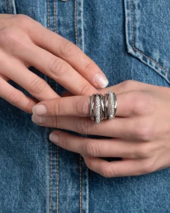 Solanales Crystal Orbiting Ring- Silver