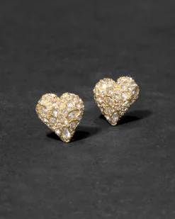 Solanales Crystal Pavé Heart Stud Earring