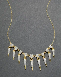 Solanales Crystal Spear Fringe Necklace