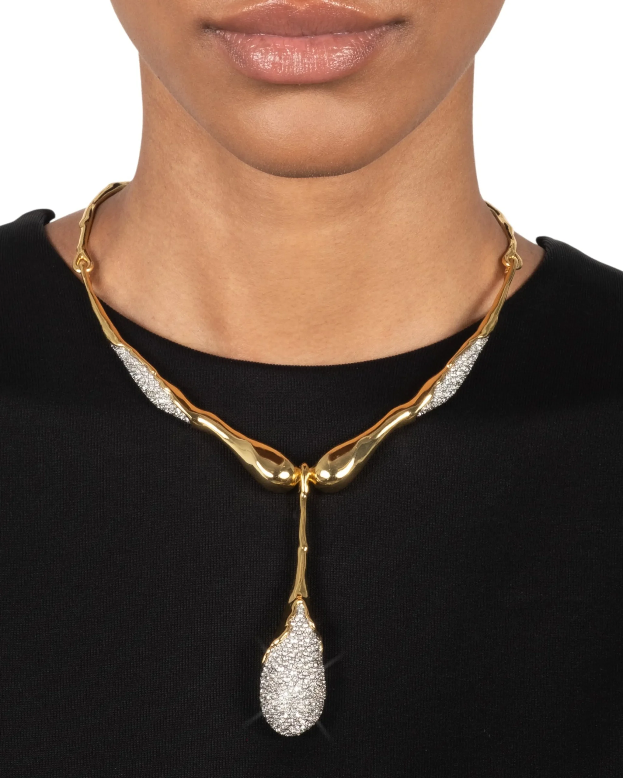 Solanales Crystal Teardrop Collar Necklace