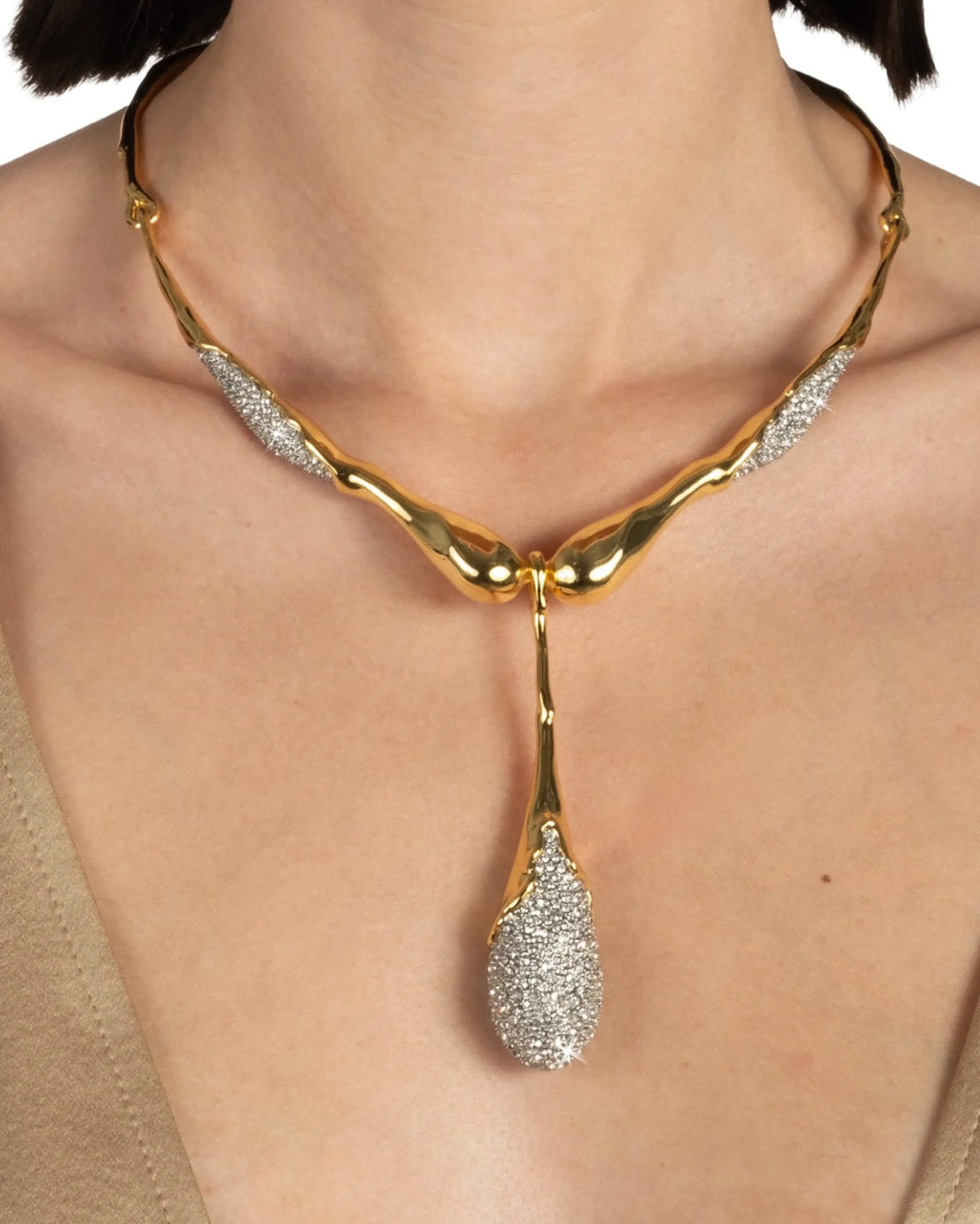 Solanales Crystal Teardrop Collar Necklace
