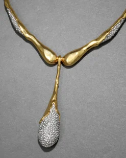 Solanales Crystal Teardrop Collar Necklace