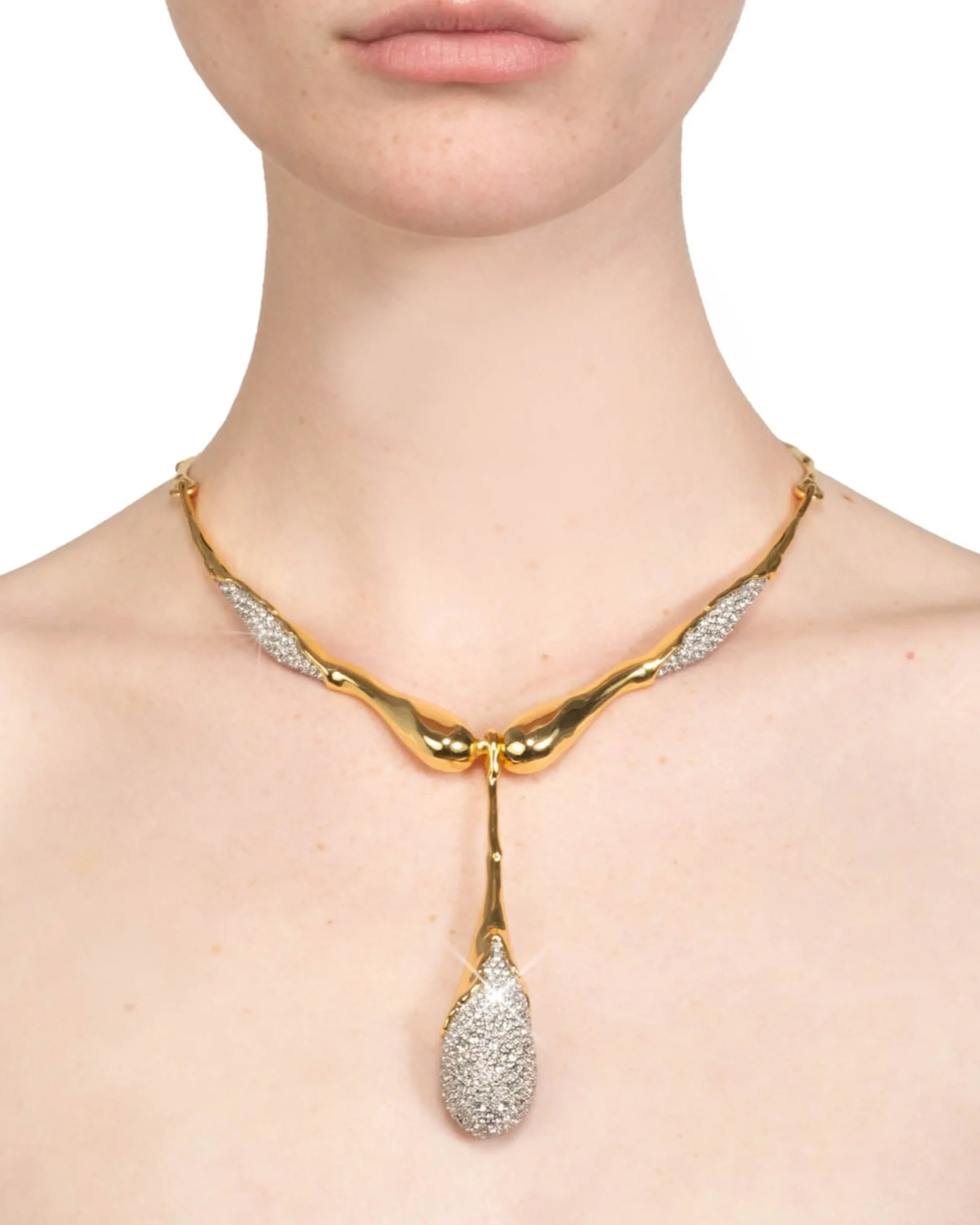 Solanales Crystal Teardrop Collar Necklace