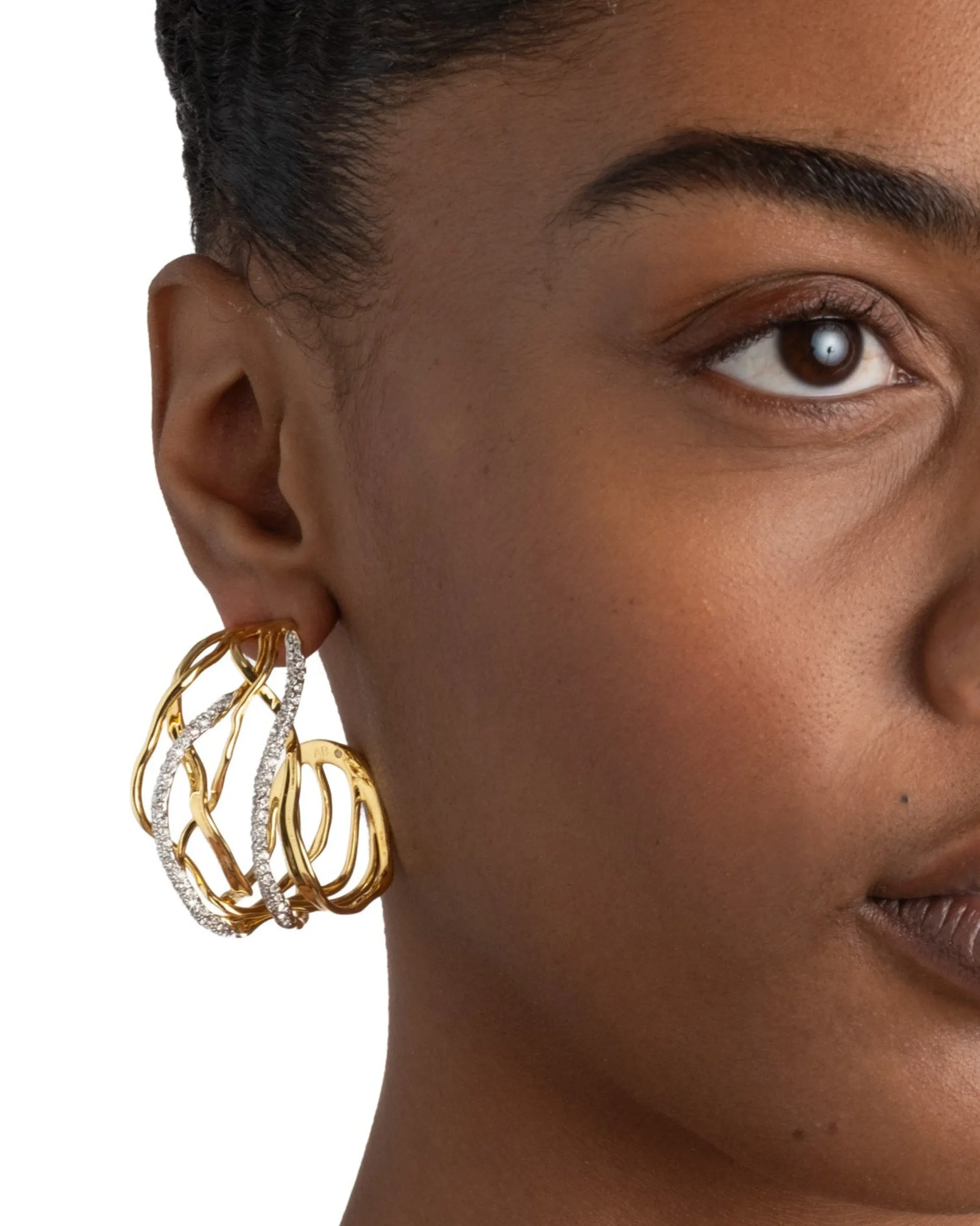 Solanales Crystal Woven Hoop Earring
