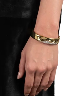 Solanales Gold Crystal Cuff Bracelet