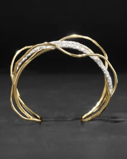 Solanales Gold Crystal Intertwined Cuff Bracelet