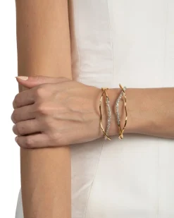 Solanales Gold Crystal Intertwined Cuff Bracelet
