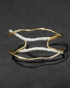 Solanales Gold Crystal Intertwined Cuff Bracelet