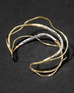 Solanales Gold Crystal Intertwined Cuff Bracelet