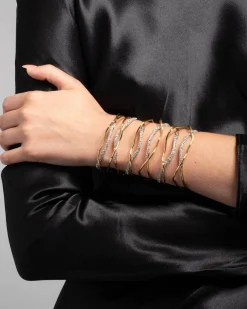 Solanales Gold Crystal Intertwined Cuff Bracelet