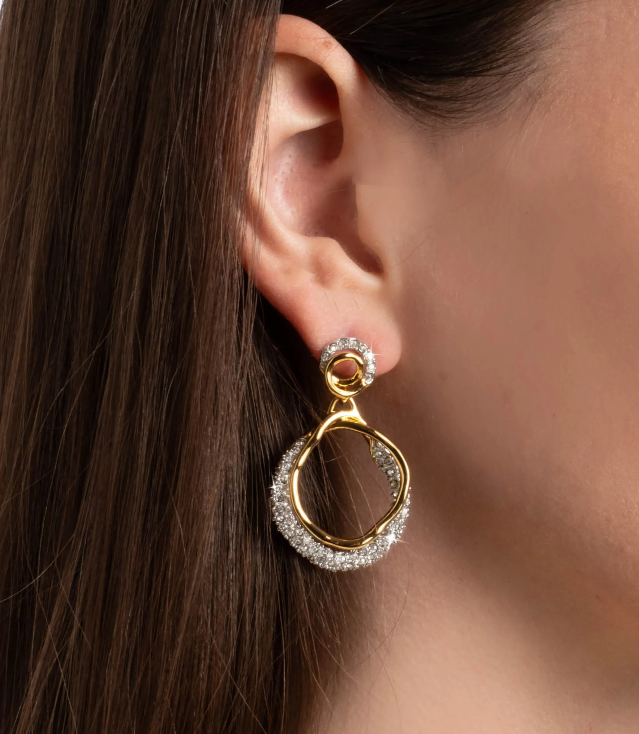 Solanales Gold Crystal Orbit Drop Post Earring