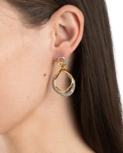 Solanales Gold Crystal Orbit Drop Post Earring