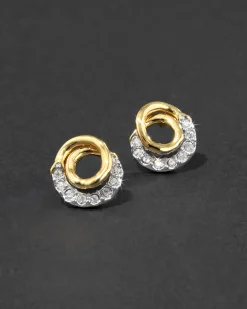 Solanales Gold Crystal Spiral Stud Earring