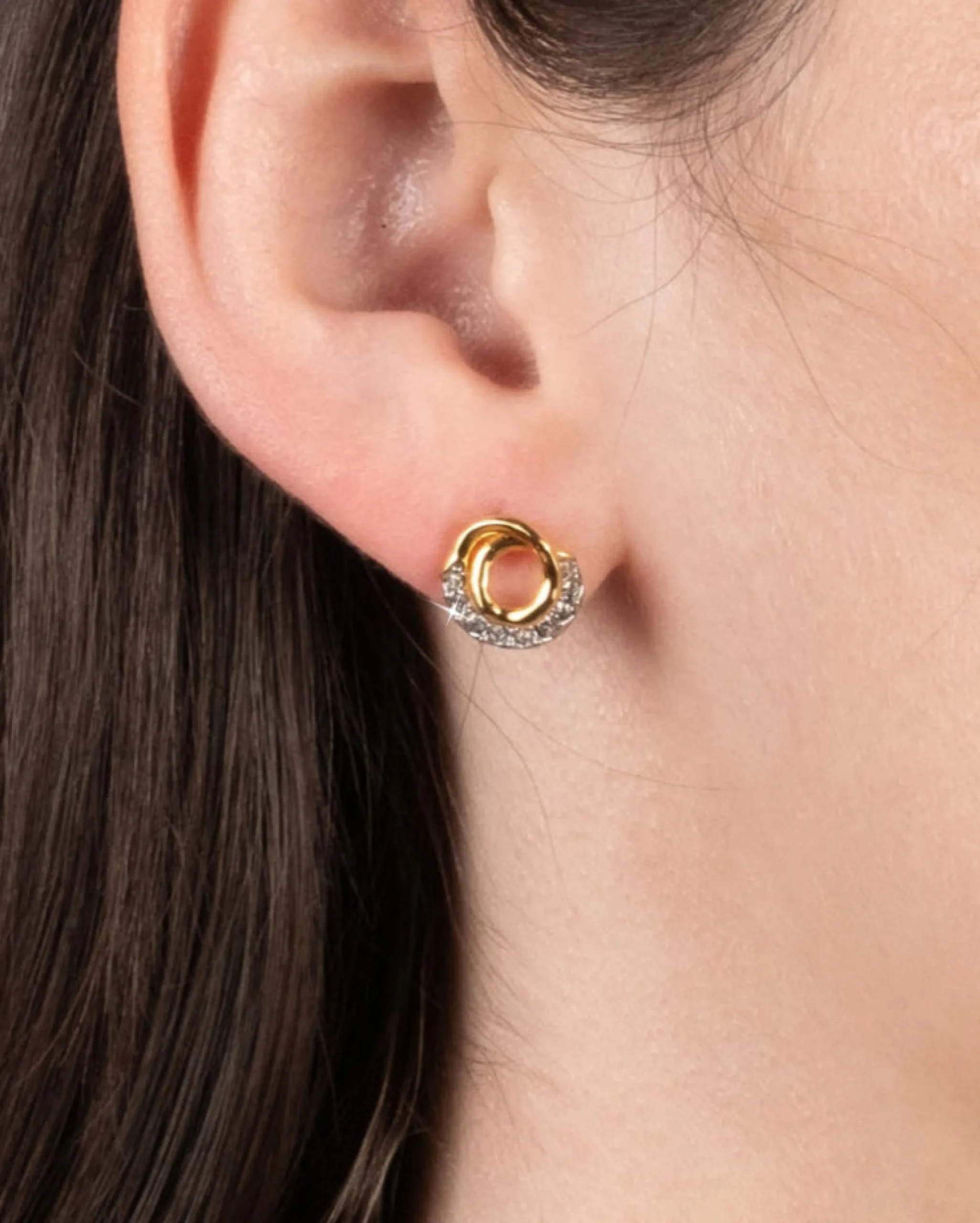 Solanales Gold Crystal Spiral Stud Earring