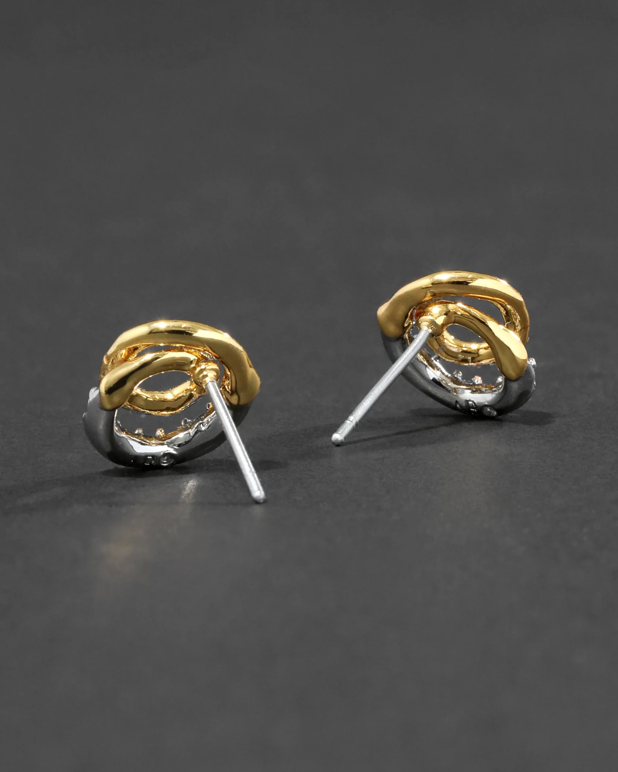 Solanales Gold Crystal Spiral Stud Earring