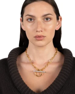 Solanales Gold Crystal Toggle Necklace