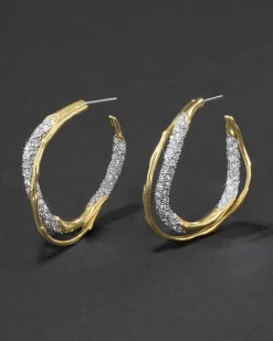 Solanales Gold Crystal Twist Hoop Earring
