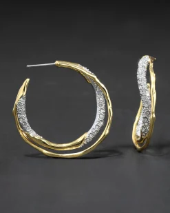Solanales Gold Crystal Twist Hoop Earring