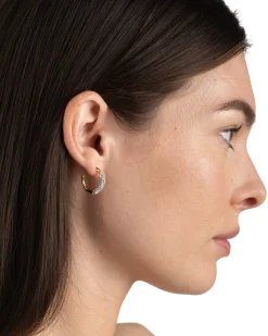 Solanales Gold Crystal Twist Mini Hoop Earring