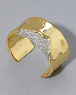 Solanales Gold Crystal Wide Cuff Bracelet
