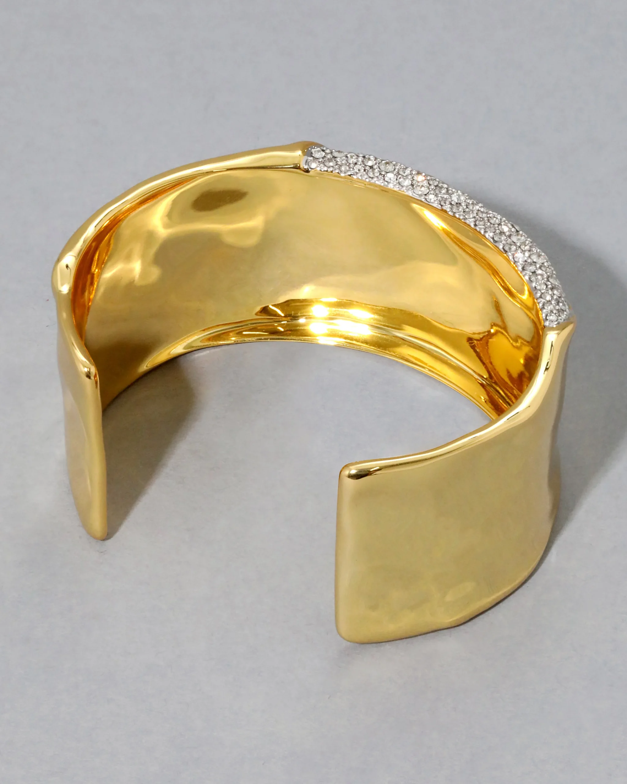 Solanales Gold Crystal Wide Cuff Bracelet