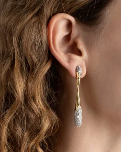 Solanales Linear Crystal Teardrop Earring