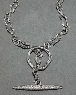 Solanales Silver Crystal Toggle Necklace