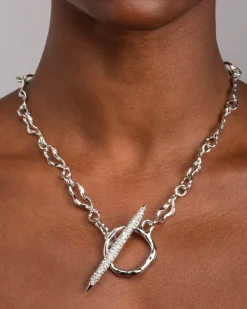 Solanales Silver Crystal Toggle Necklace