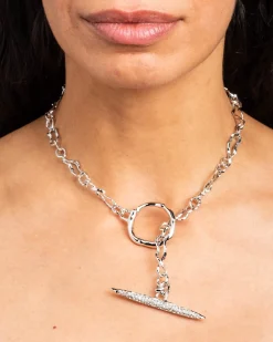 Solanales Silver Crystal Toggle Necklace